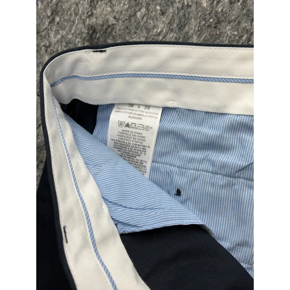 Dockers Essential Khaki Straight Fit D2 Black Pants Mens 38x29 100% Cotton